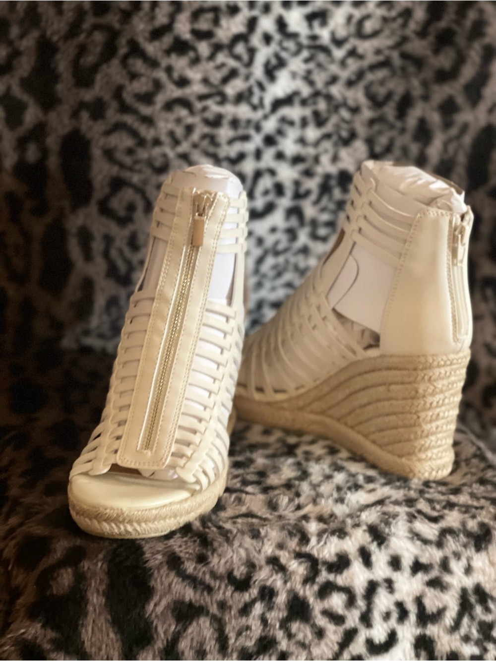 Women’s Cream Woven Espadrille Wedge Heels